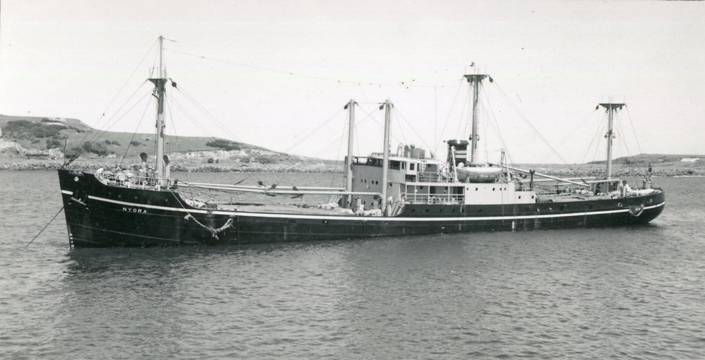 The Nyora moored at the jetty, 17 March 1949