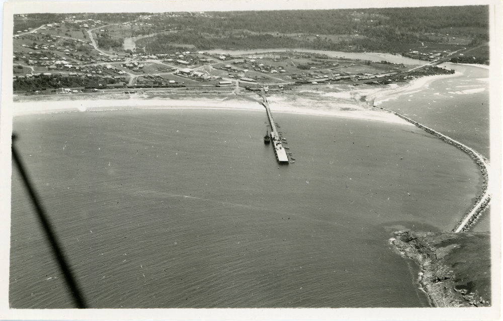 Aerial view of the northern breakwater and Jetty Town
