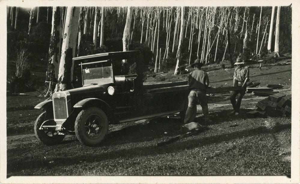Loading sleepers onto the "ute" at 'Otley'
