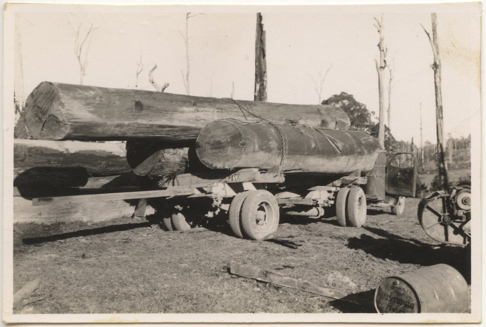 Logs on back of truck, c. 1940s