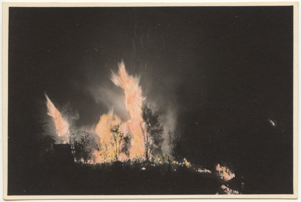 Bushfire at night, c. 1940s