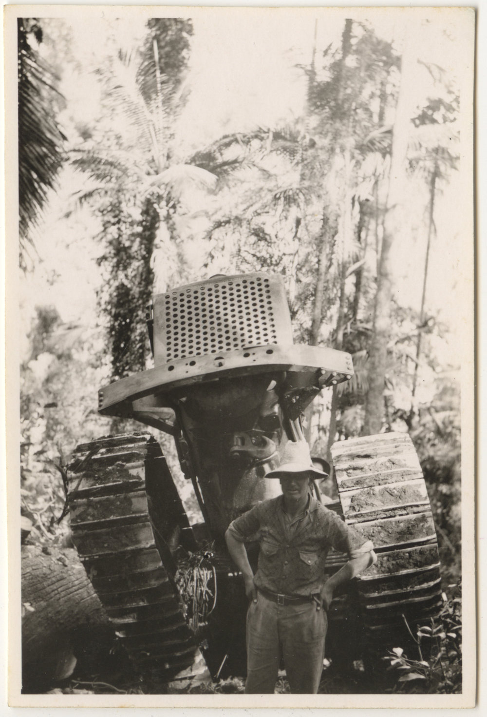 Man with crawler tractor, c. 1940s