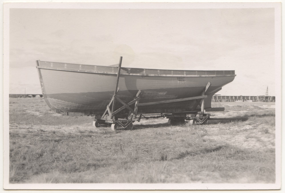 Fishing boat ready for launch, March 1949