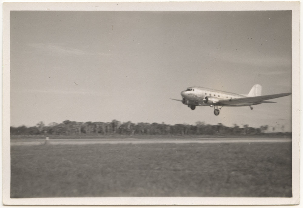 Douglas DC3 plane taking off, 14 March 1949