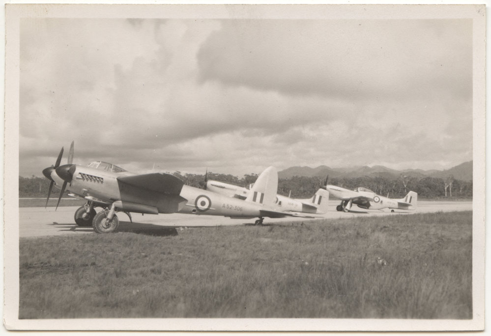 Fighter planes at Coffs Harbour Airport for an Air Pageant, 7 March 1949