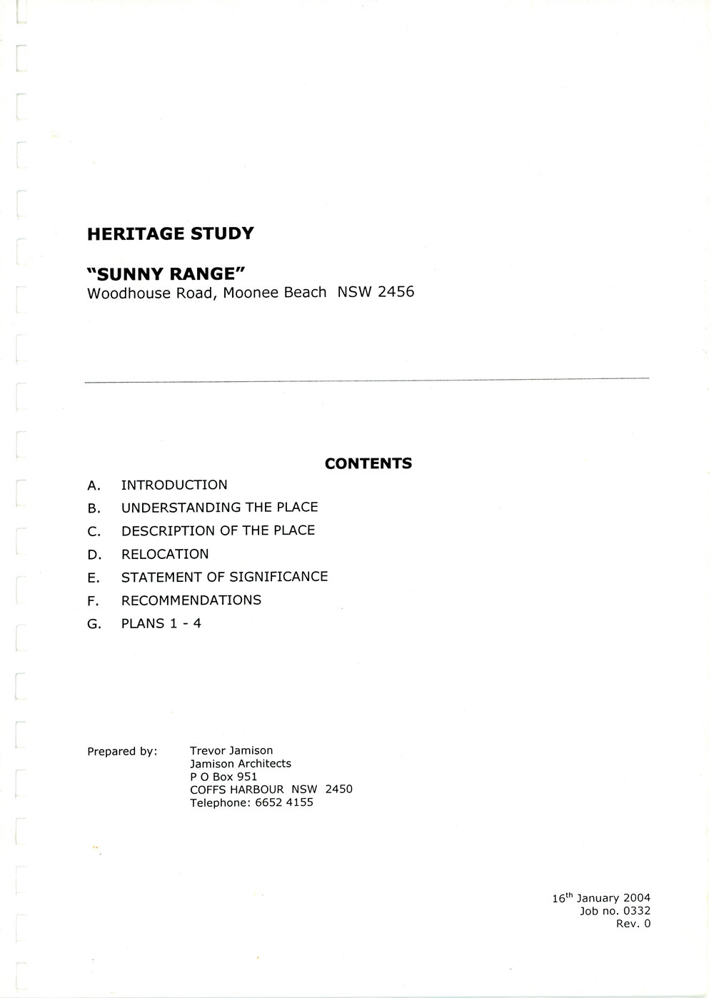 Heritage Study "Sunny Range"