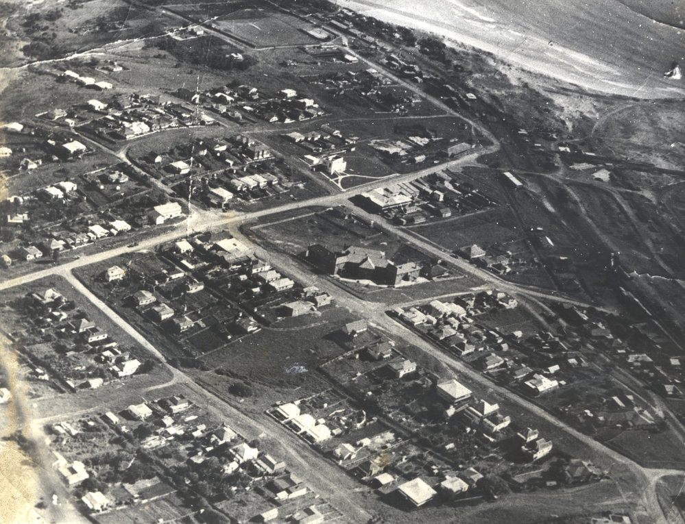 Aerial view of Coffs Harbour Jetty area, c. 1947 