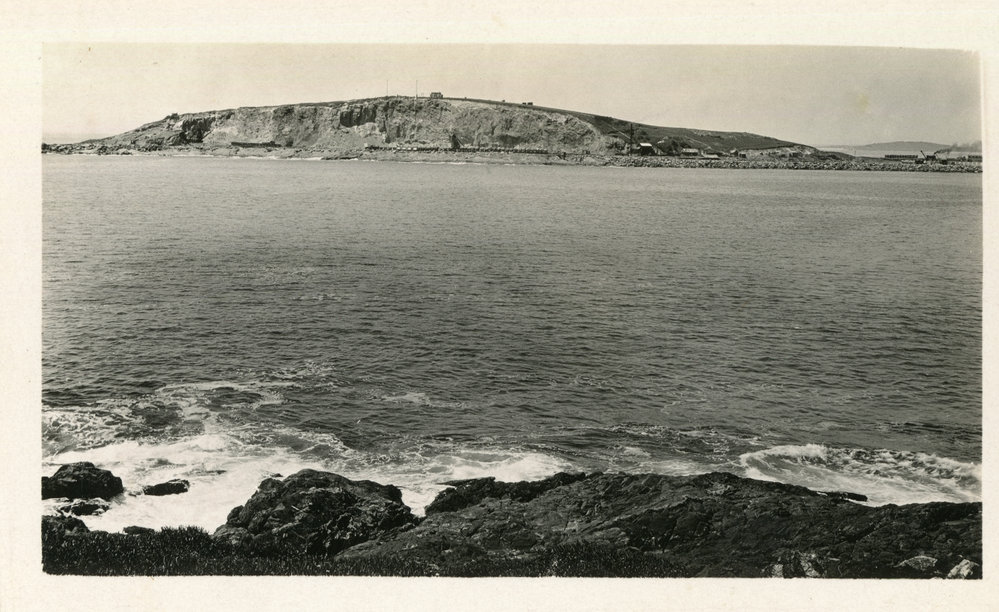Scarred rock face of South Coffs Island, 1929 - 1930