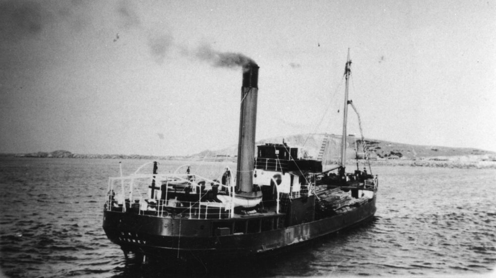 SS Uki departing Coffs Jetty with a load of timber, 1931 