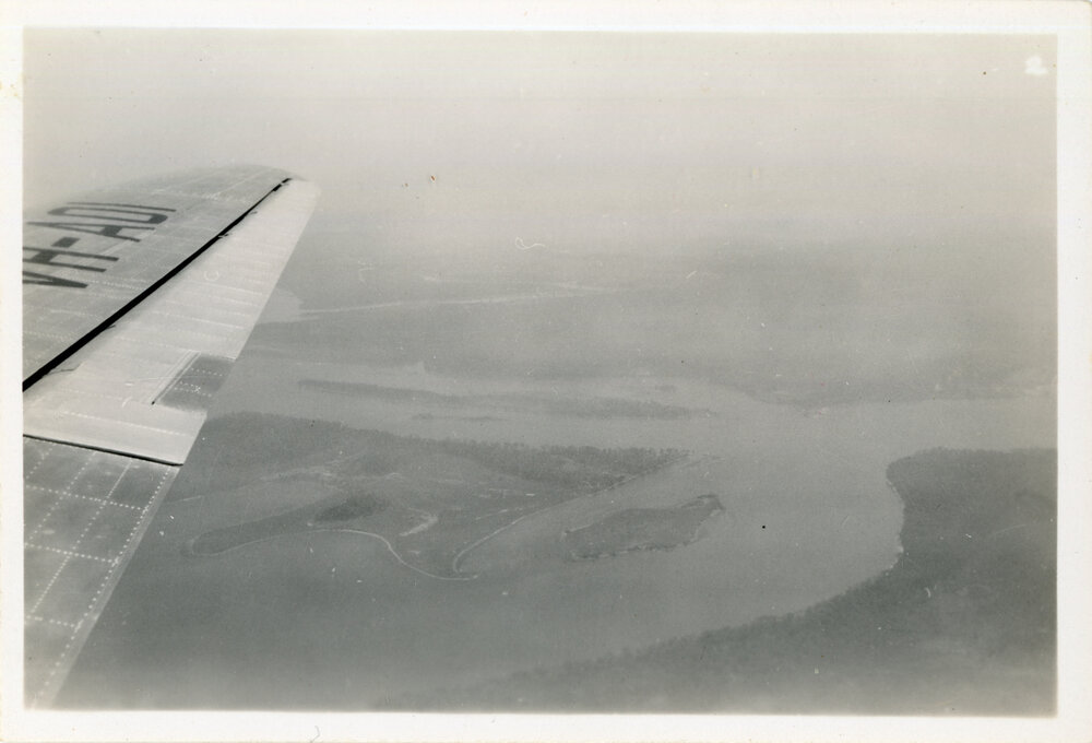 Flight over a river