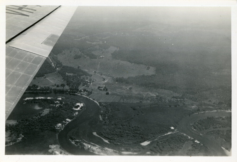 Aerial view over rural properties