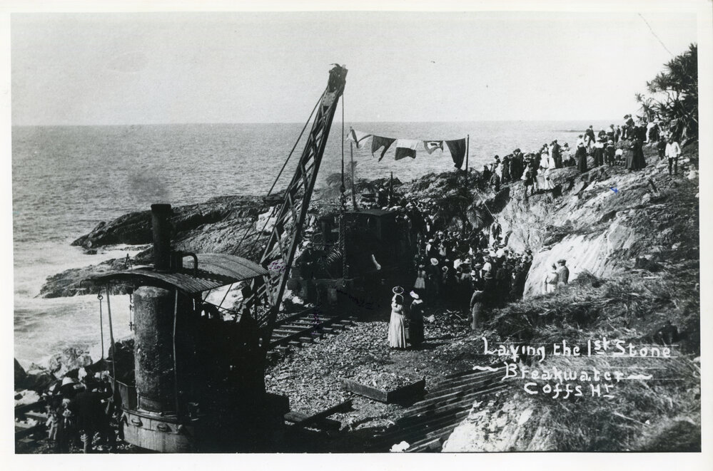 Laying of the first stone for the southern breakwall, 28 June 1917