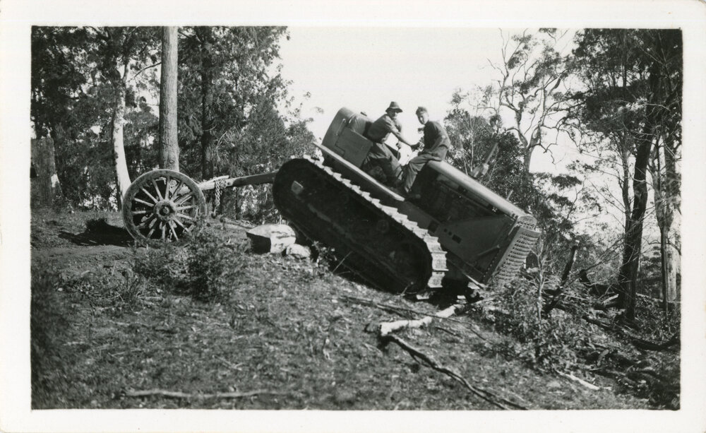 Logging with tractor, 1936