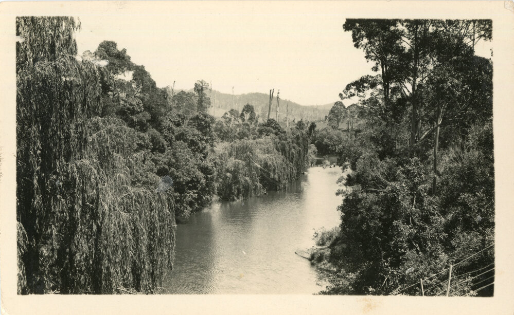 View of the Orara River from a curve in the North Coast Railway, 1932