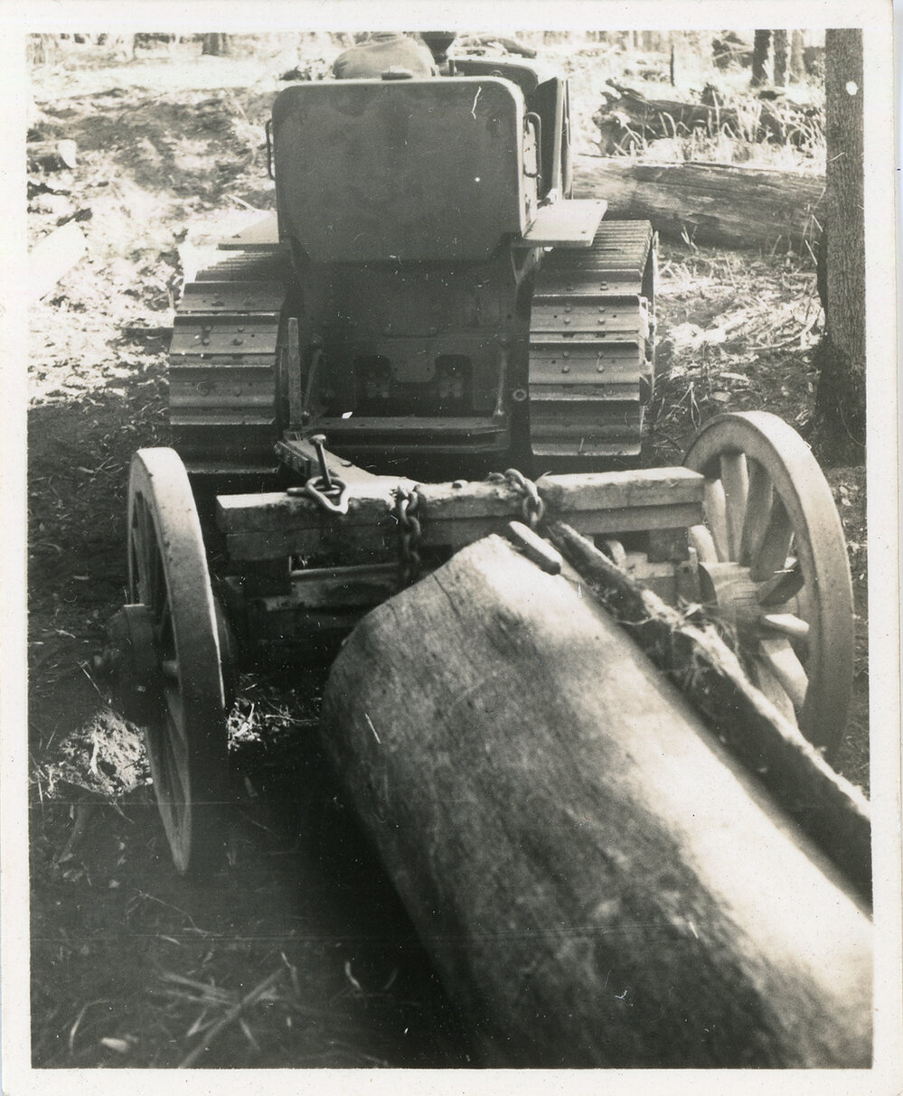 End view of a diesel fifty logging tractor, 1936
