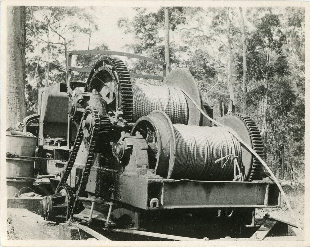 Log hauler at Coramba mill, 28 September 1936