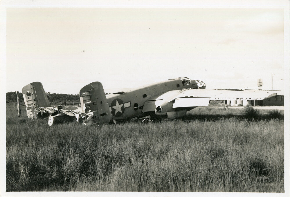 Wrecked U.S.A.F. Mitchell bomber, June 1946