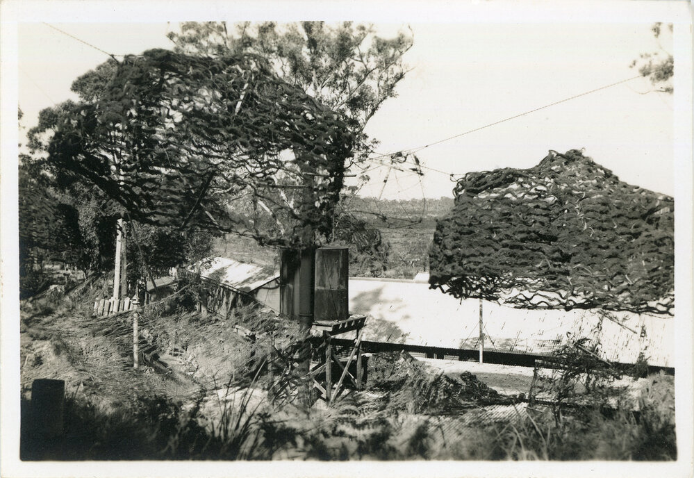 Camouflaged R.A.A.F. buildings at the aerodrome, 10 September 1946
