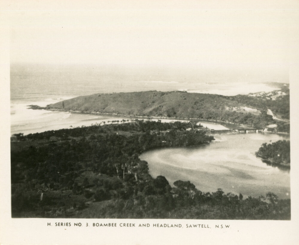 Boambee Creek entrance and the railway bridge, 1930s