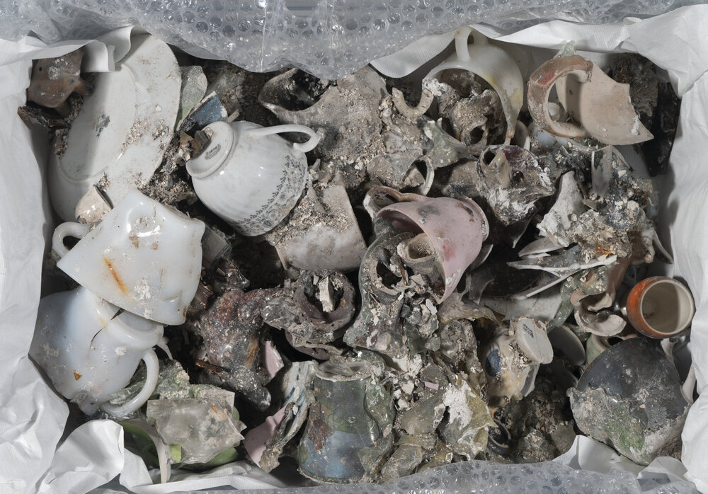 Box of Fire Damaged Chinaware