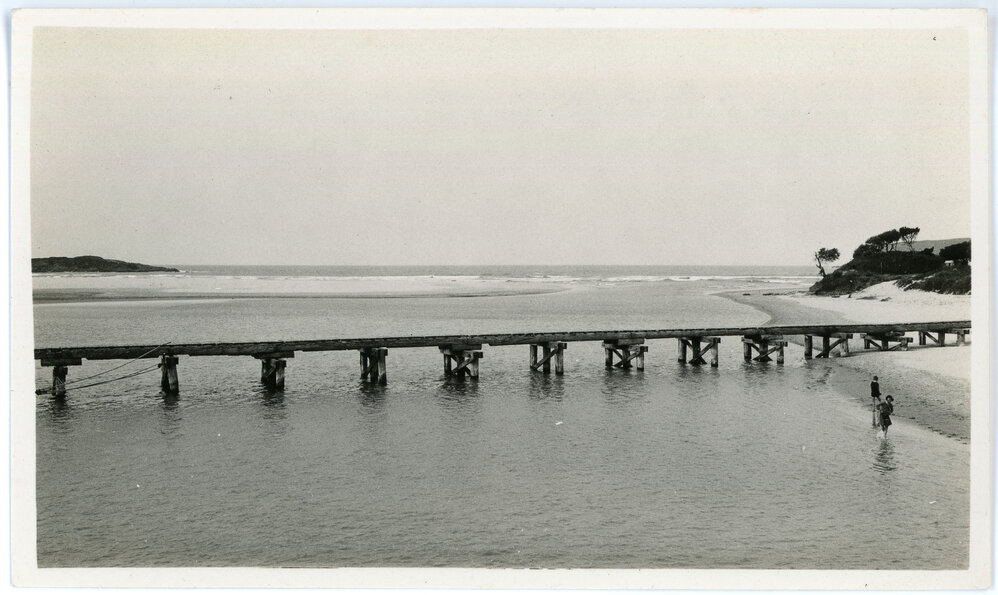 Paddling in Coffs Creek beside the timber tramway, September 1933