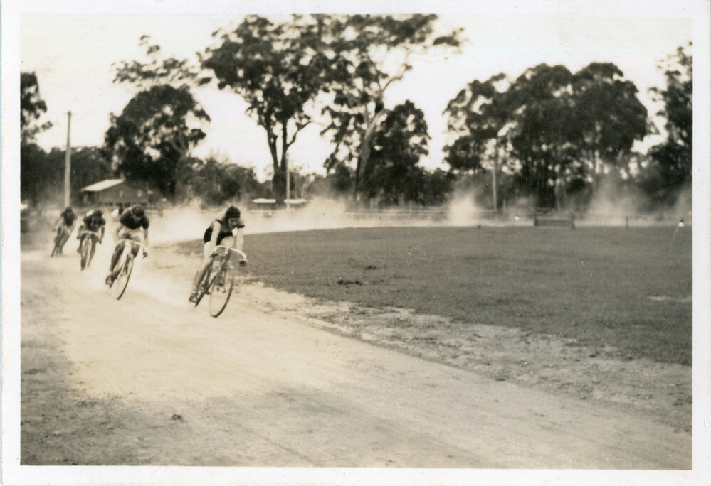 Bicycle race at the Showground, January 1947