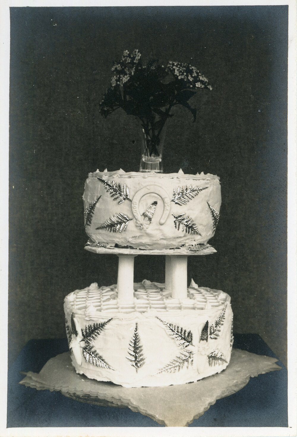 A two-tiered wedding cake, 29 June 1946
