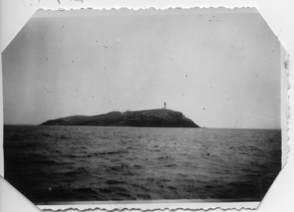 View of South Solitary Island lighthouse, early 1950s