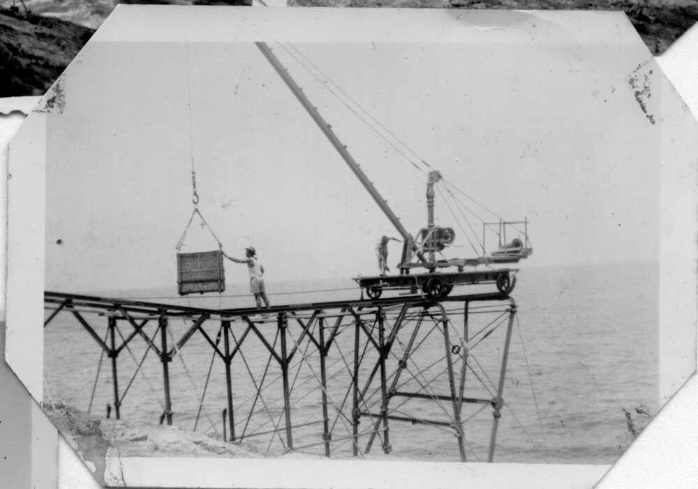 South Solitary Island jetty and landing basket, 1951