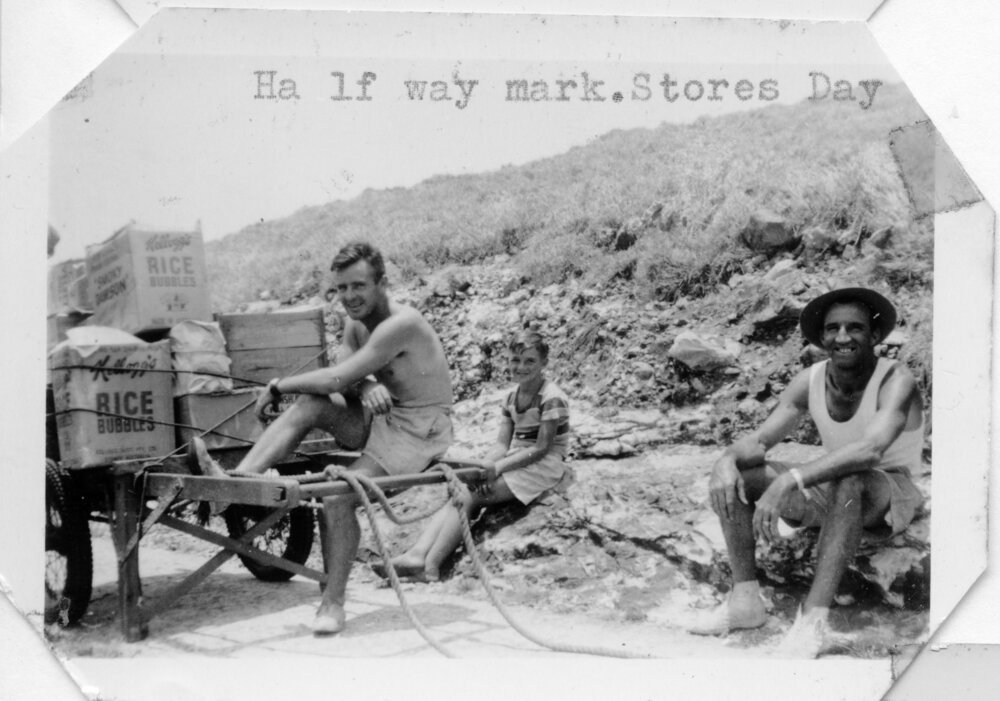 Half-way mark hauling supplies on South Solitary Island, 1951