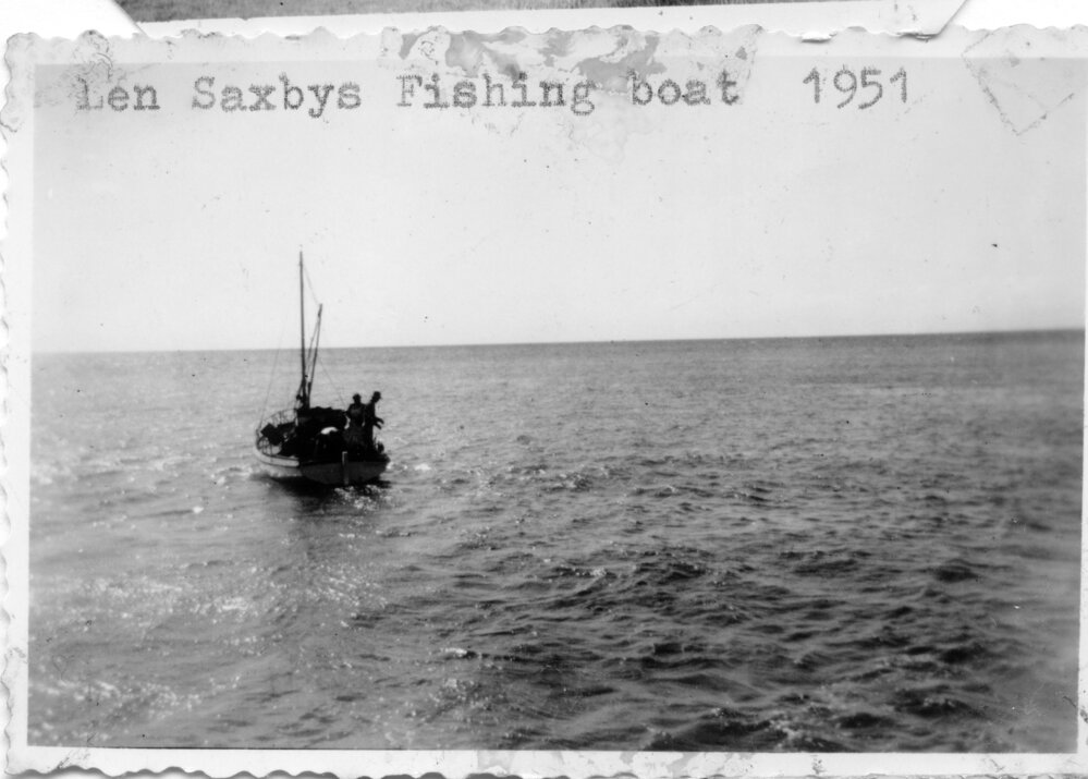 Len Saxby's fishing boat off South Solitary Island, 1951