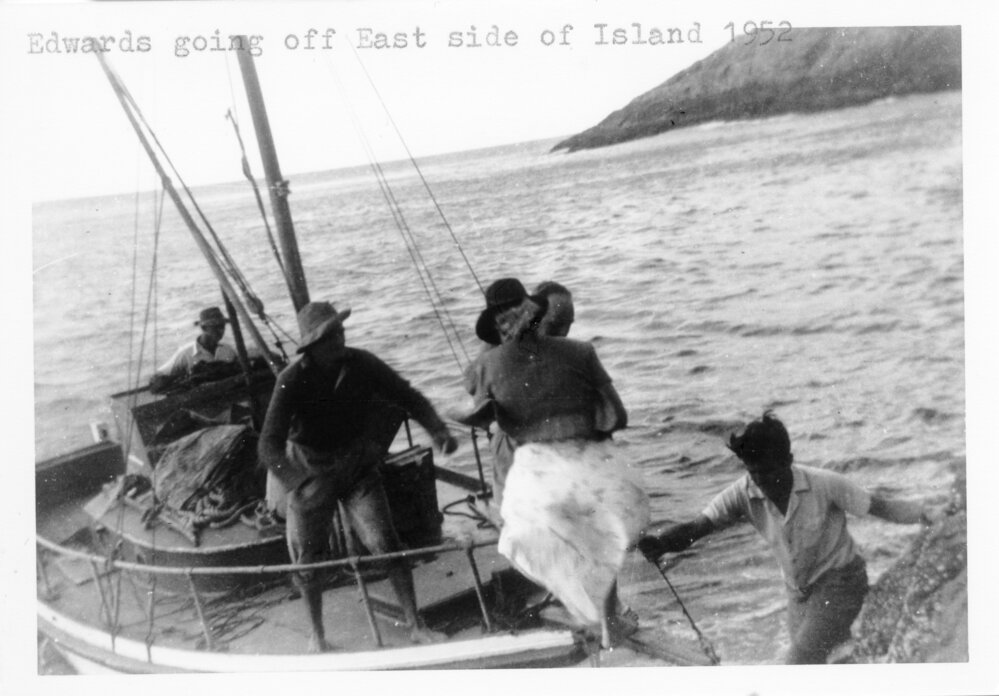 Edwards' boat off the east side of South Solitary Island, 1952
