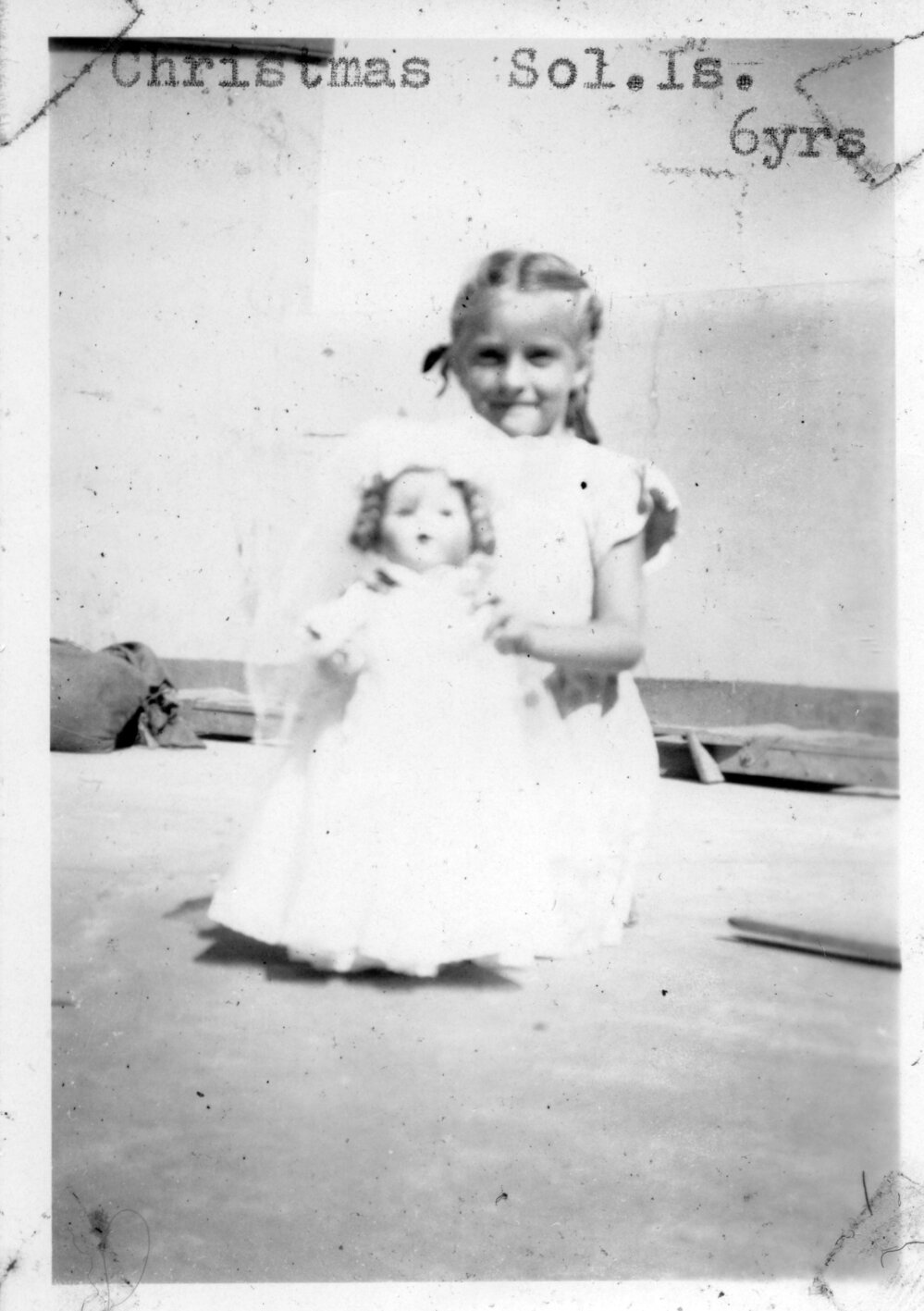 Six year old Shirley Hobman on South Solitary Island, Christmas 1951