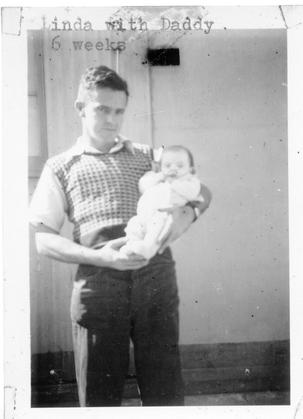 Baby Linda Hobman with her father Kevern on South Solitary Island, 1952