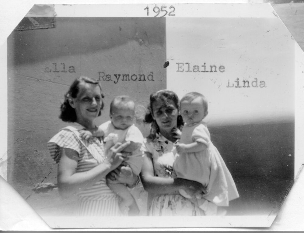 Ella Hobman and Elaine Chappelow with children on South Solitary Island, December 1952