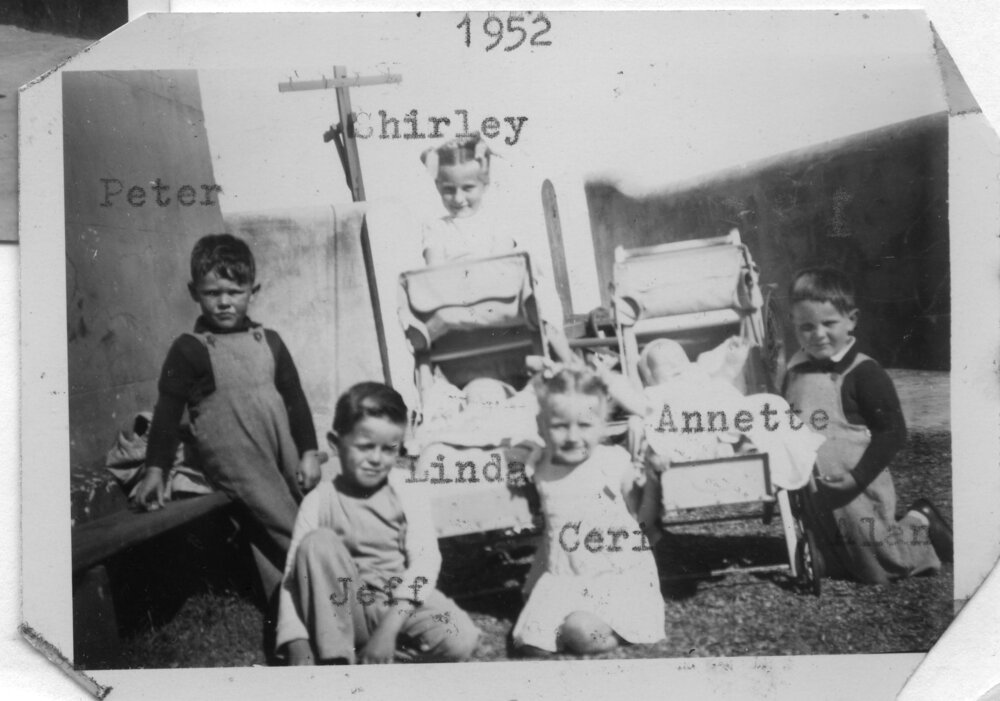 Hobman and Chappelow children on South Solitary Island, 1952