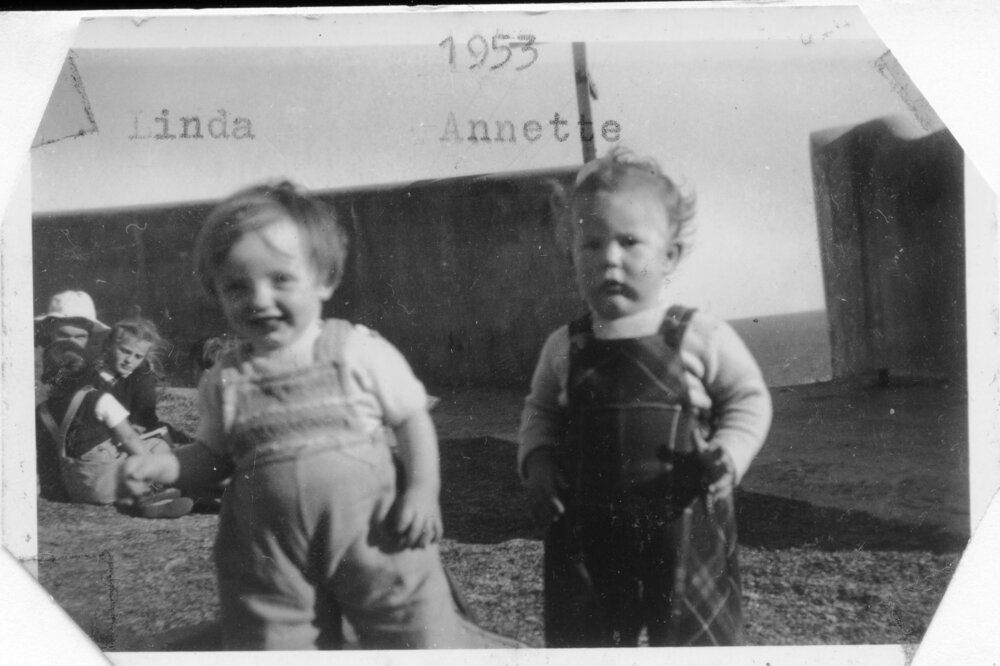Linda Hobman with Annette Chappelow at Seal Rocks, 1953