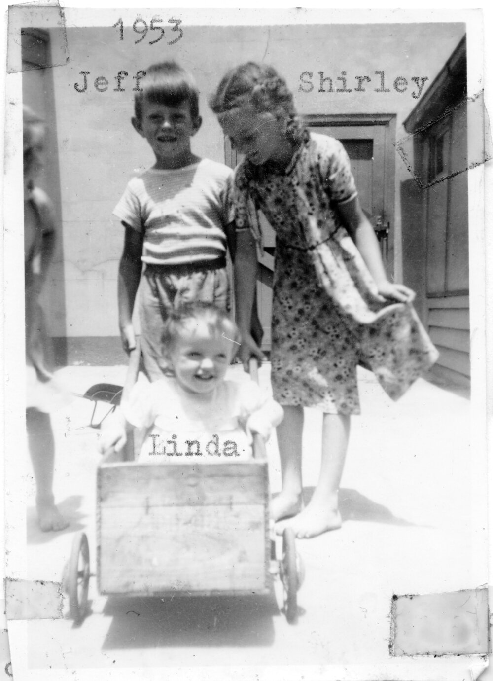 Jeff with sisters Linda and Shirley Hobman, 1953