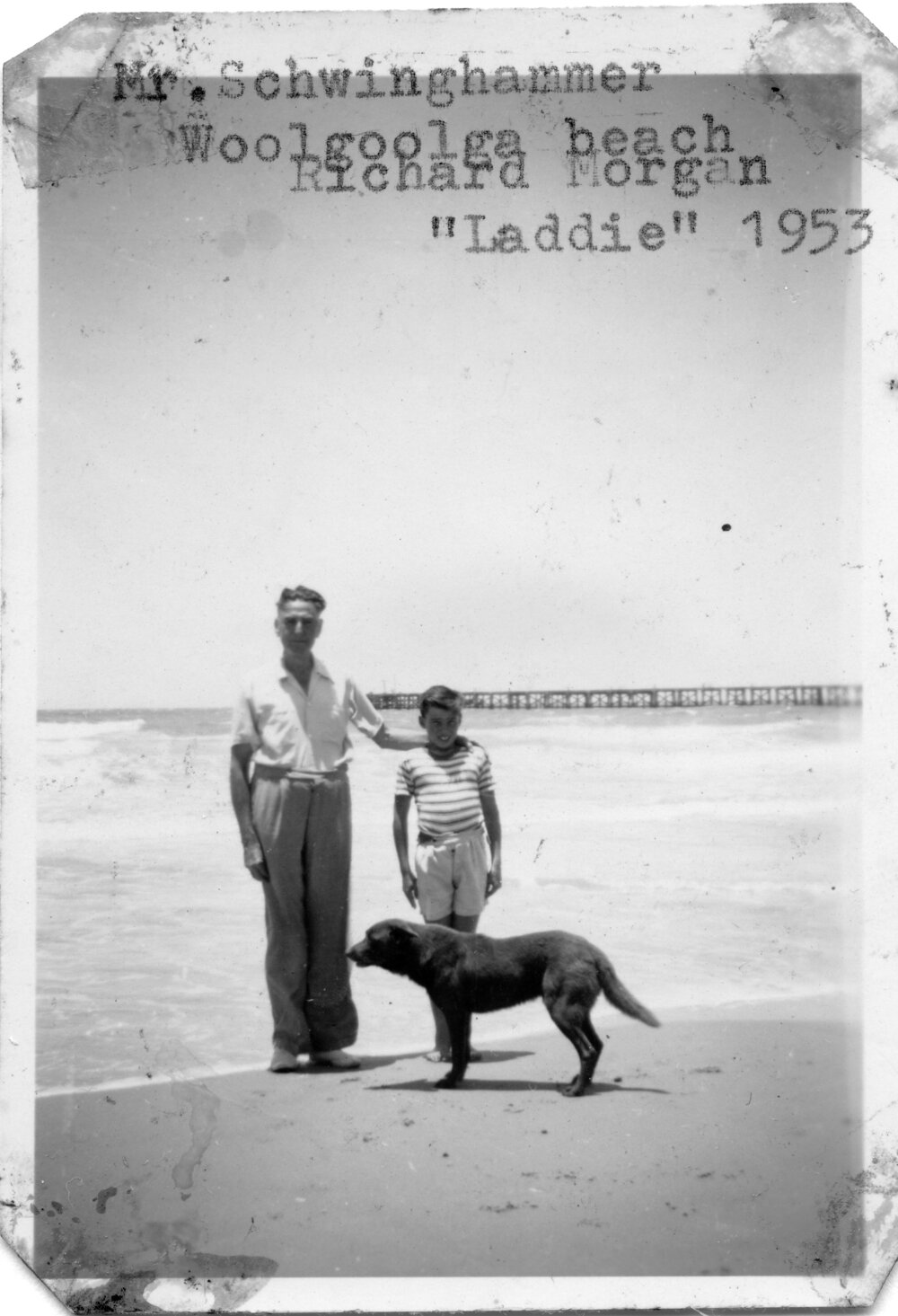 Verdi Schwinghammer and Richard Morgan with "Laddie", 5 January 1953