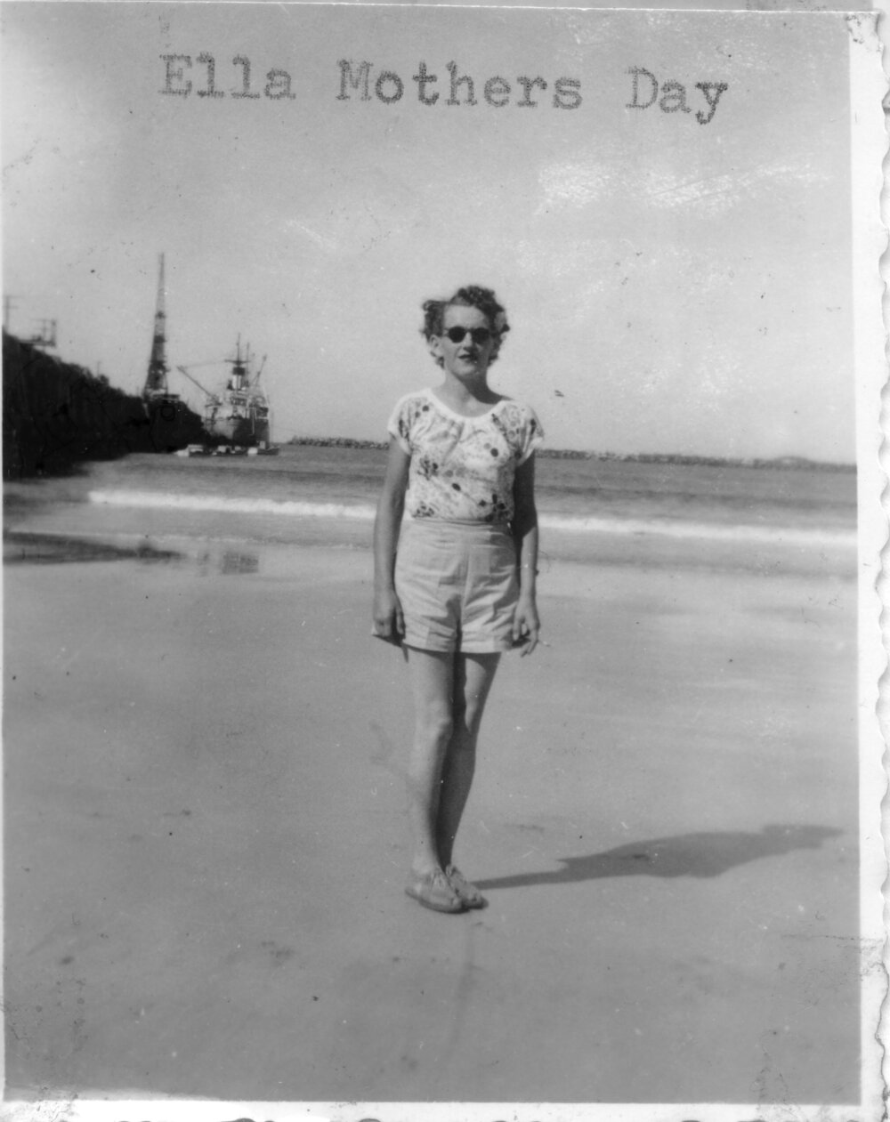 Ella Hobman on Jetty Beach, Mother's Day 1953