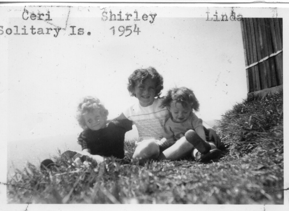 Daughters of Kevern and Ella Hobman on South Solitary Island, 1954