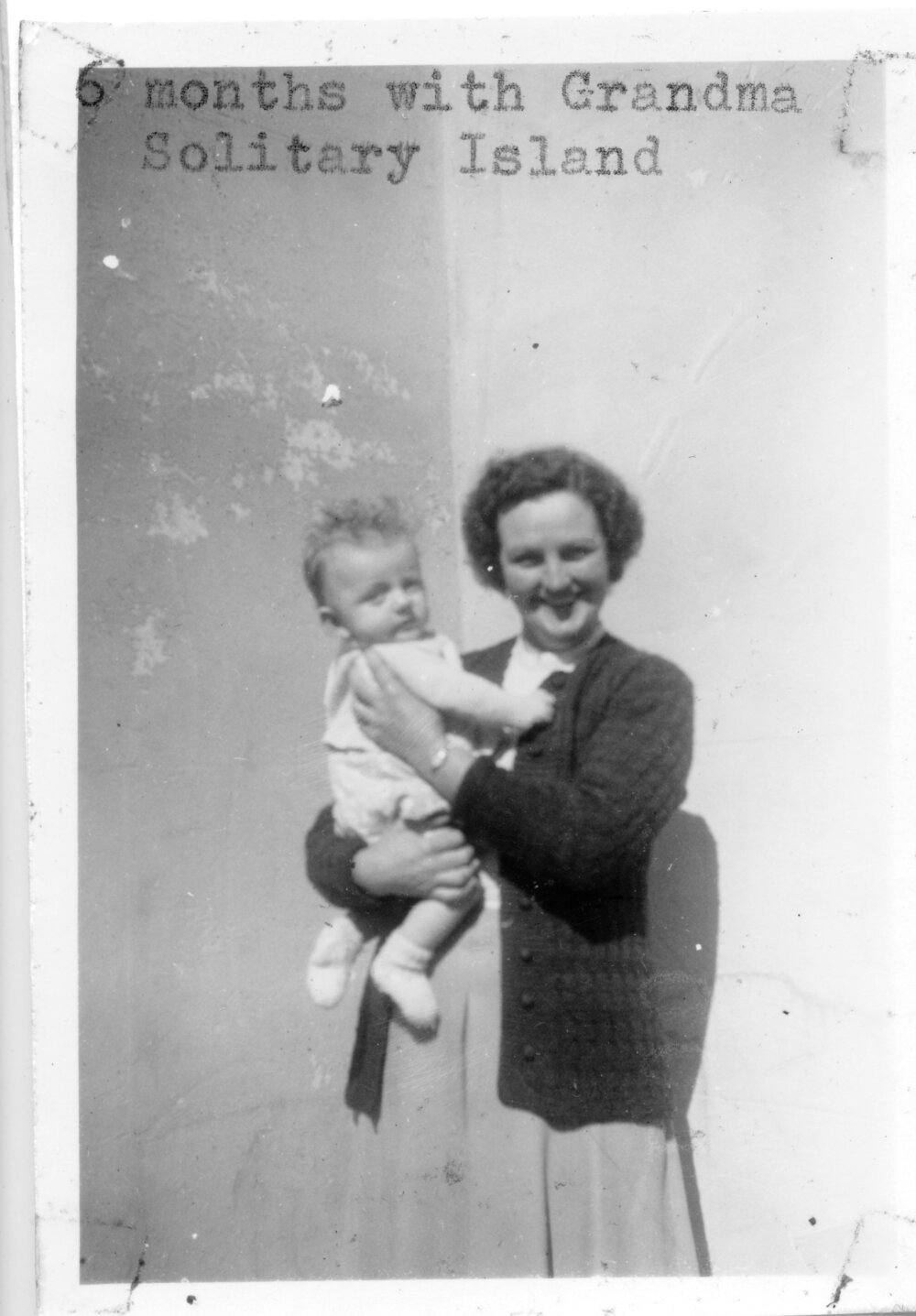 Steven Hobman with his grandmother on South Solitary Island, 1954
