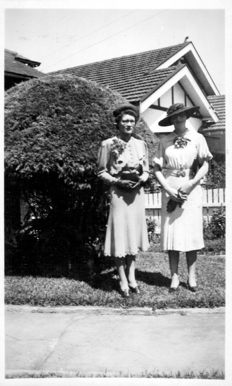 Betty Fowler with her bridesmaid sister-in-law Jimmy Fowler, 1938