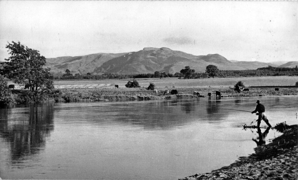Alexander Nicol trout fishing on the River Earn, 1940s 