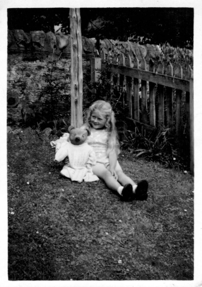 Barbara Irvine on her fifth birthday, 1945 