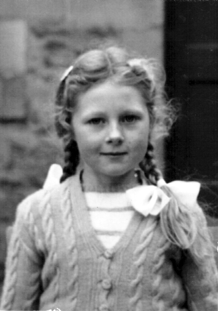Barbara Irvine on her fifth birthday, 1945 