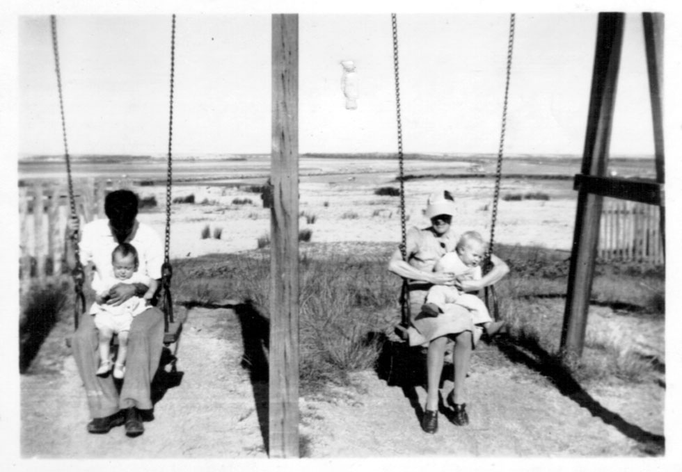 Eddie and Adrian Smith with Betty and Robert Nicol at Morgo Street park, 1941 