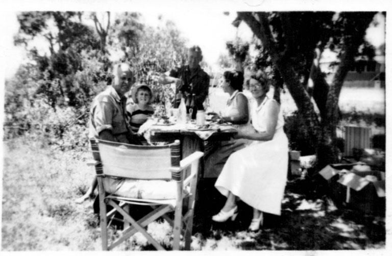 The Holloway and Nicol families on a Christmas Day Picnic, 1950s 