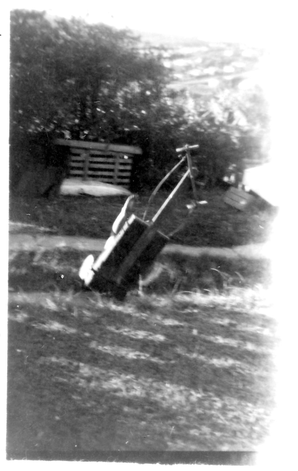 Robert Nicol in a billy cart crash on Solitary Street, 1950s 