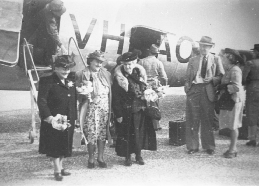 The Buckler family following their first air flight, December 1934 